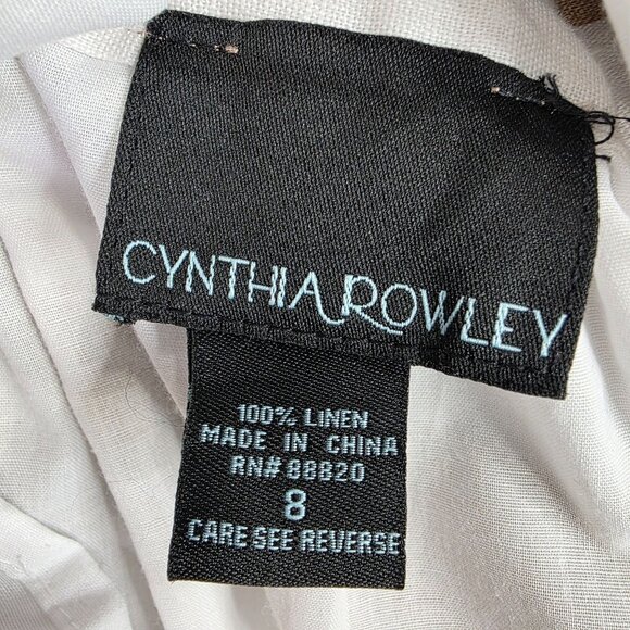 Womens Cynthia Rowley Brown & White Striped 100% Linen Skirt Lined Size 8 - Picture 3 of 8